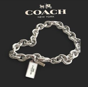 Coach Silver Tone White Chain Bracelet